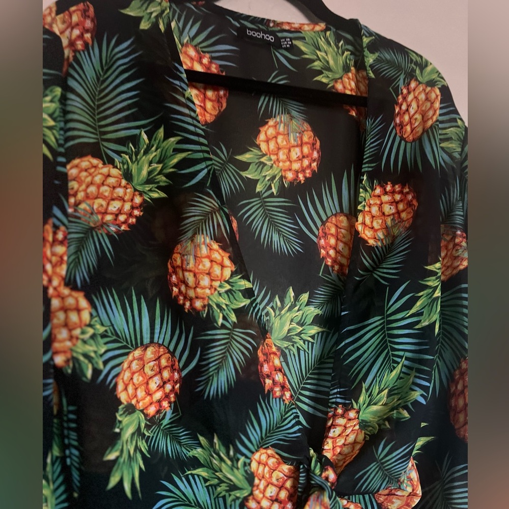 Boohoo Women’s size 16 Tropical Pineapple Print Cover-Up - Picture 6 of 11